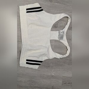 Victoria's Secret White & Black Striped Sports Bra